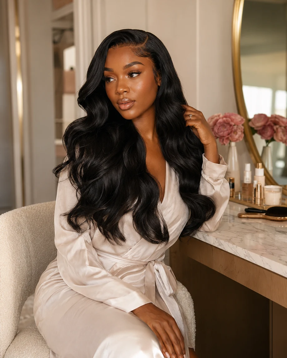 Unique Mane campaign portrait featuring long, glossy textured hair